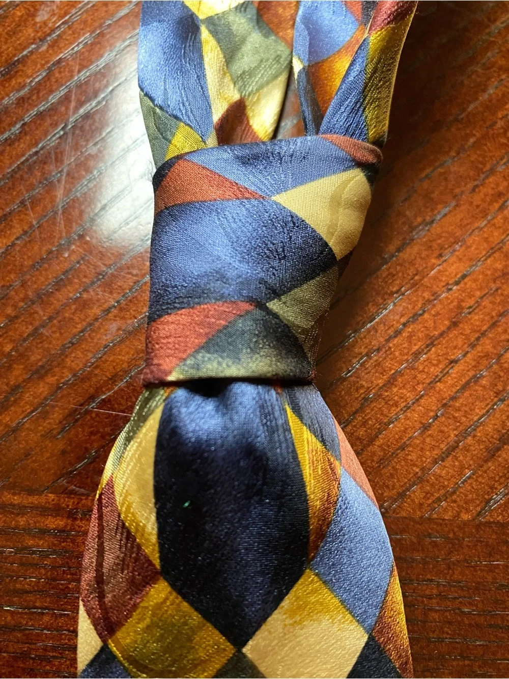Zanzara Carnaval De Venise Men's Geometric Pattern Silk Tie - Blue, Cream, Rust